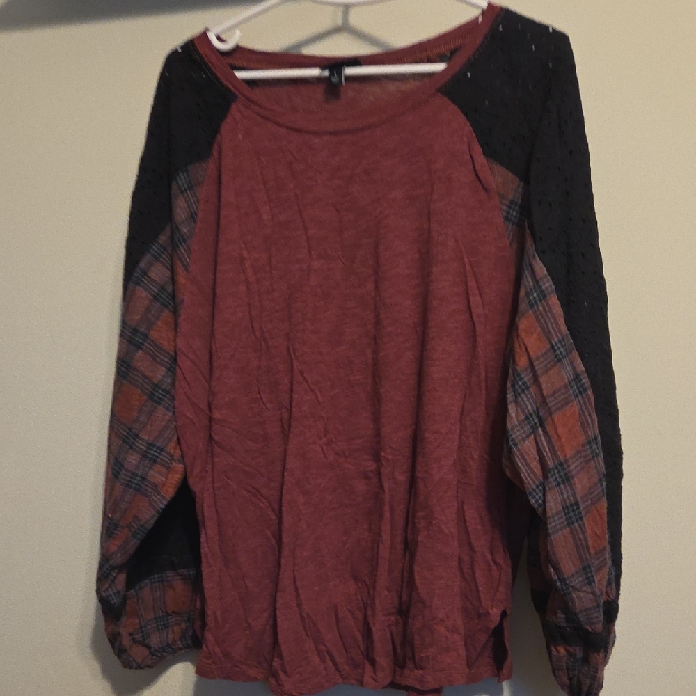 Torrid Red and Black Plaid Blouse